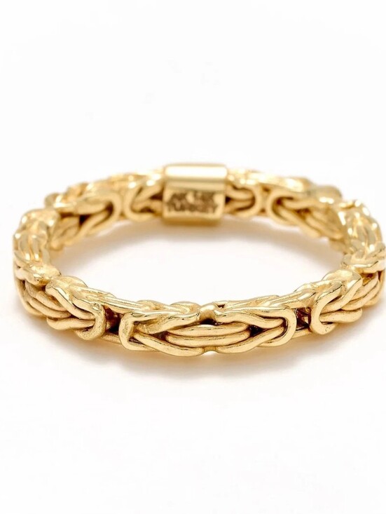 JTV Jewelry - JTV 18K Yellow Gold Over Sterling Silver 2.5mm Byzantine Band Ring - Size 12.5